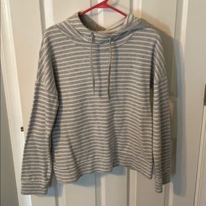 Grey and white striped hoodie
